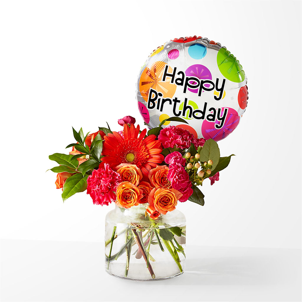 Fiesta Bouquet with Birthday Balloon – All City Florist Inc, Melbourne FL