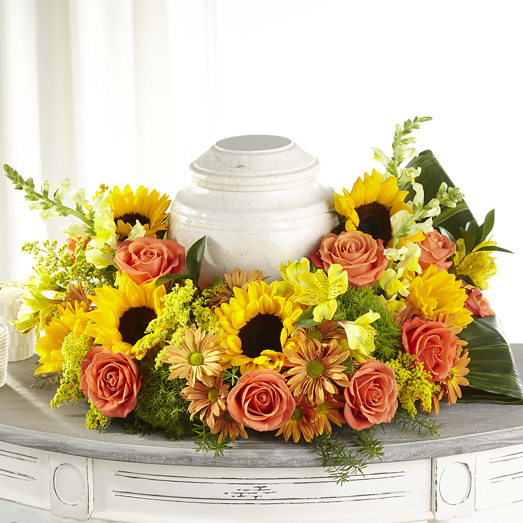 Faithful Sunflower Cremation Adornment – All City Florist Inc, Melbourne FL