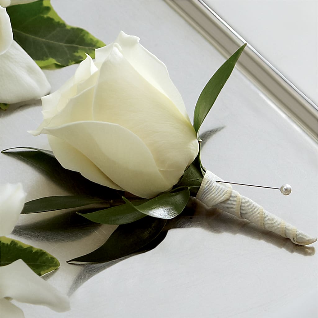 White Rose Boutonniere – All City Florist Inc, Melbourne FL
