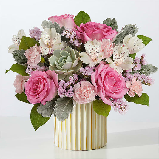 Dusty Rose Bouquet with Ivory Vase –  All City Florist Inc, Melbourne FL