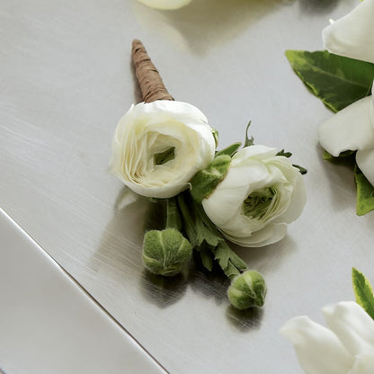 White Ranunculus Boutonniere –  All City Florist Inc, Melbourne FL