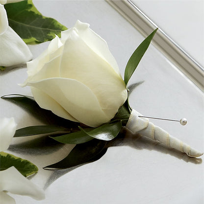 White Rose Boutonniere –  All City Florist Inc, Melbourne FL
